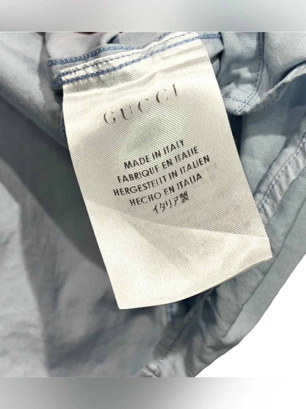 GUCCI MEN’S FITTED SKY BLUE 100% COTTON BUTTON UP DRESS SHIRT